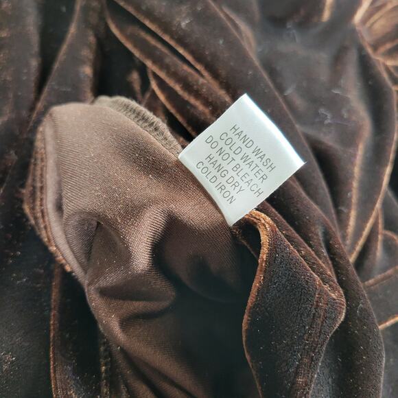 Vtg Susie Couture Velvet Skirt Set Womens L Brown Paisley Cowl‎ Neck Whimsigoth - Picture 9 of 16